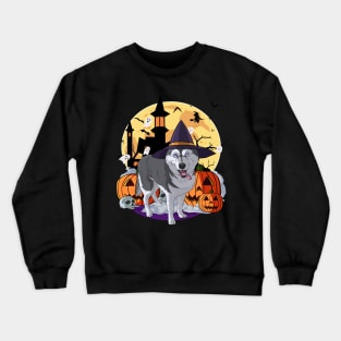 Siberian Husky Happy Halloween Crewneck Sweatshirt